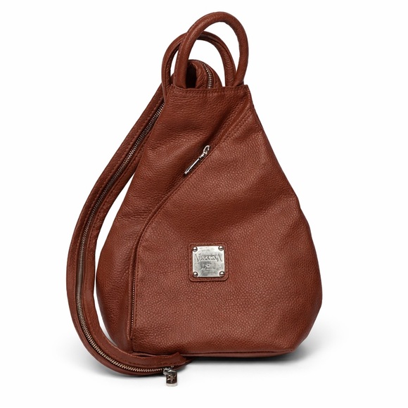 Valentina Handbags - Valentina Italian Leather Backpack Purse Brown Pebbled Convertible Sling Bag